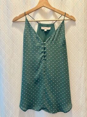 LOFT Green and Pink Rose Halter Top XS